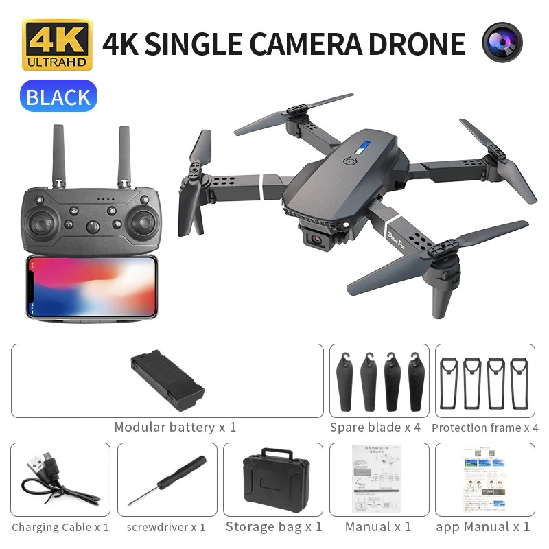 Drone Camera Wide Angle - E88 Pro Akıllı Katlanabilir Drone Tek/Çift